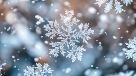 Explore the beauty of delicate snowflakes falling gracefully, creating a serene winter scene. Ideal for conveying chilly themes of nature and tranquility.の素材