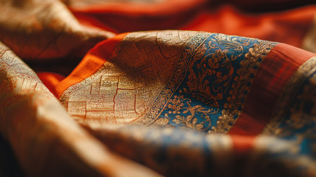 Discover the beauty of this elegant silk fabric featuring intricate patterns and vibrant colors, perfect for fashion and design applications.の素材