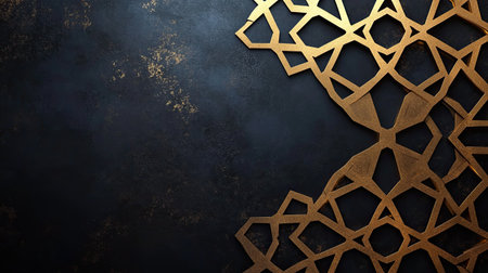 Discover a captivating golden decorative pattern on a dark background, showcasing unique geometric designs and luxurious elegance for artistic projects.の素材