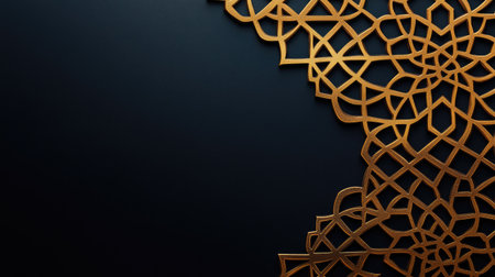 Discover an elegant gold pattern artfully placed on a dark background, showcasing intricate designs that blend tradition with modern aesthetics, perfect for interior decor.の素材