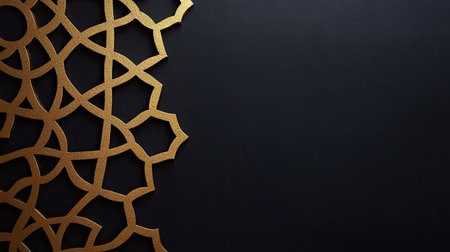 This image features an elegant gold pattern gracefully contrasted against a dark background, creating a stunning visual impact. Ideal for various artistic projects.の素材