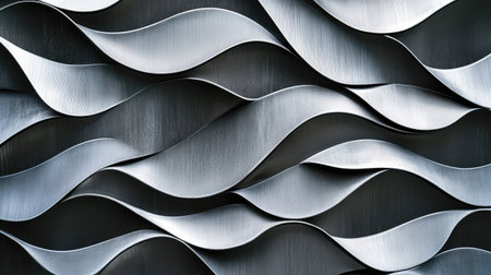 Explore the stunning beauty of abstract waves in metallic texture. This modern design features fluid curves and dynamic lines, creating a captivating visual experience.の素材