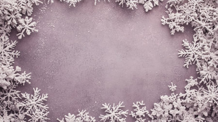 A beautiful arrangement of snowflakes on a soft pink background, perfect for capturing the essence of winter and holiday celebrations. Ideal for seasonal designs.の素材