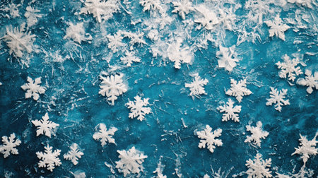 A beautiful array of white snowflakes scattered on a blue background, perfect for winter-themed projects, decorative art, or seasonal displays.の素材
