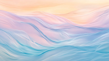 A gentle abstract background with soft pastel waves creating a calming and serene design. Copy space available.の素材