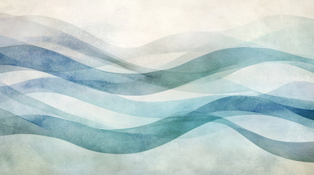 A gentle abstract background with soft pastel waves creating a calming and serene design. Copy space available.の素材