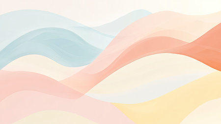 This artwork features gentle flowing waves in pastel colors, creating a soft and serene atmosphere perfect for backgrounds, digital art, or modern design needs.の素材