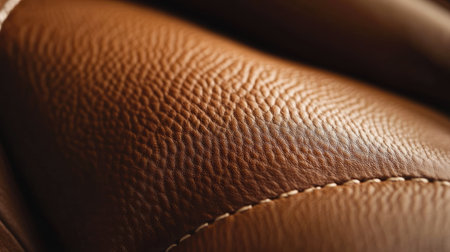 Intricate leather texture in close-up, featuring subtle grain and a warm, polished finishの素材