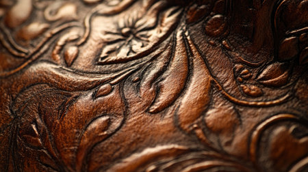 Elegant leather surface texture with deep tones and intricate patterns in a high-quality close-upの素材