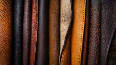 Macro view of genuine leather texture, featuring subtle grain and refined details for a stylish lookの素材