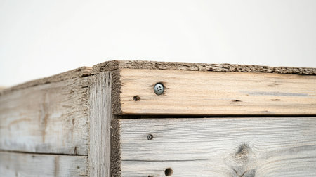 This image captures the intricate details of a rustic wooden surface with a visible nail. Perfect for themes of craftsmanship and natural beauty.の素材