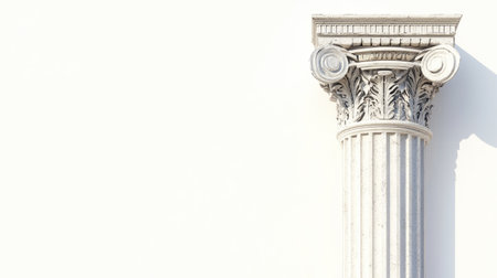 A detailed shot of a classic architectural column showcasing intricate designs in a minimalist setting. Perfect for themes of history and elegance.の素材