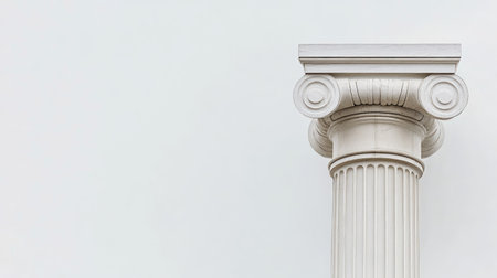 A beautifully crafted white column showcases elegant fluting, symbolizing classical architecture's timeless elegance against a minimalist background, perfect for various design themes.の素材