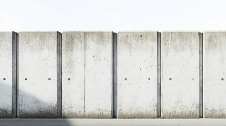 This image features a minimalist concrete wall with an abstract design. The smooth and rough textures create a visual contrast in a neutral setting.の素材