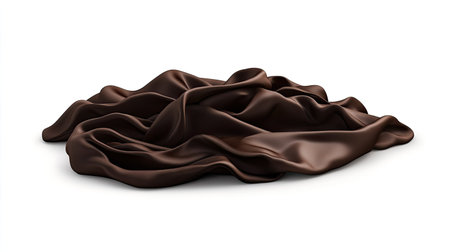 Creased and folded satin fabric in deep chocolate brown, exuding sophistication and romance, perfect for luxury-themed visualsの素材