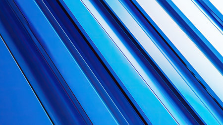 This abstract image features sleek blue stripes with a metallic finish, showcasing a reflective surface that enhances its modern and artistic appeal.の素材