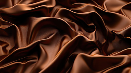 Creased and folded satin fabric in deep chocolate brown, exuding sophistication and romance, perfect for luxury-themed visualsの素材