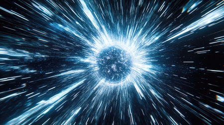 This stunning image captures a dynamic cosmic explosion, showcasing light and energy bursting forth in dark space. Perfect for science and fantasy themes.の素材