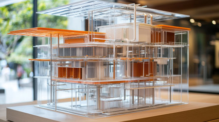 A detailed architectural model showcasing a modern design structure, emphasizing creativity and innovation. Ideal for design enthusiasts and professionals.の素材