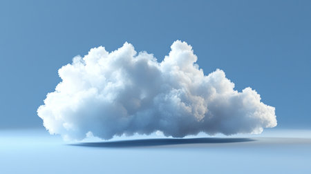 This image showcases a soft white cloud isolated against a clear blue background, perfect for minimalist designs and creative projects, evoking tranquility and freshness.の素材