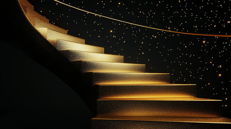 This stunning image features an elegant staircase illuminated by glowing steps beneath a mesmerizing starry sky. Perfect for evoking a sense of wonder and tranquility.の素材