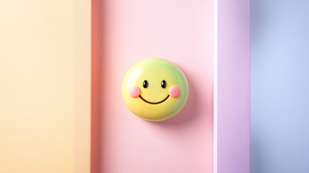 A charming smiley face design exudes joy and positivity. The vibrant pastel colors enhance the playful vibe, perfect for brightening any space or evoking fond childhood memories.の素材