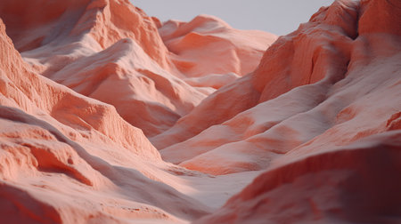 Explore this abstract landscape featuring soft red tones and gentle curves, capturing the beauty of natural terrain with intricate textures and serene views.の素材