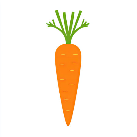 This image features a vibrant orange carrot with fresh green leaves, perfect for representing healthy eating, nutrition, and culinary creativity.の素材