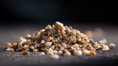 A stunning close-up image showcasing a small pile of multicolored grains and stones against a dark background, emphasizing their unique textures and colors.の素材