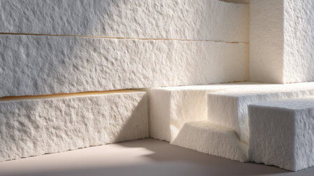 A captivating image of a textured white surface showcasing soft shadows and minimalist design, perfect for modern architecture and interior inspiration.の素材