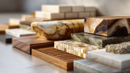 A collection of diverse wood and stone surfaces showcasing textures, colors, and patterns suitable for crafting, design, and home decor. Perfect for inspiration.の素材