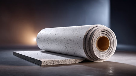 A rolled white textured material lies on a solid surface, showcasing its intricate pattern and versatile potential for various creative projects.の素材