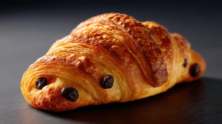 A beautifully crafted chocolate croissant showcasing golden, flaky layers. Perfect for breakfast or dessert, this pastry offers a delightful treat for all.の素材