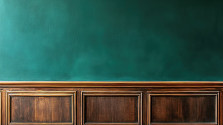 A sophisticated green wall featuring beautiful wooden trim, adding a touch of elegance to any interior space. Perfect for design, decor, and renovation projects.の素材