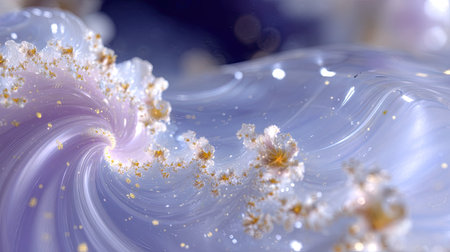 This mesmerizing abstract image features soft pastel colors swirling together in an ethereal display. Golden highlights enhance the dreamlike quality, making it perfect for creative projects.の素材