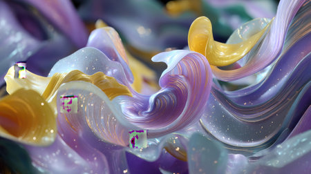 A mesmerizing blend of swirling abstract colors showcases waves of light and shine, perfect for artistic backgrounds or creative projects.の素材