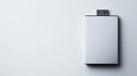 A sleek and minimalist external battery charger designed for modern devices. Perfect for travel and everyday use, suitable for smartphones and gadgets.の素材