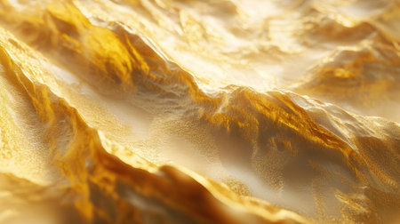 An abstract representation of a golden landscape featuring textured waves and soft lighting, perfect for backgrounds and design projects that evoke elegance and warmth.の素材