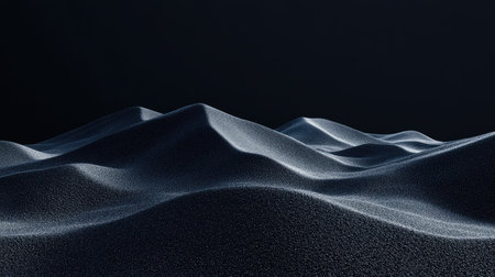 A captivating abstract landscape depicting smooth sand formations in a dark setting, highlighting shadows and textures that evoke a sense of calm and tranquility.の素材