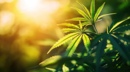 Captivating close-up of green leaves bathed in natural sunlight, showcasing nature's beauty. Ideal for themes of growth, tranquility, and wellness.の素材