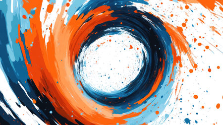 This vibrant swirl of blue and orange captures dynamic movement and energy. Perfect for creative designs, backgrounds, and artistic projects.の素材