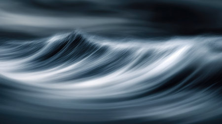 Dynamic waves display serene motion in soft blue tones, capturing the essence of nature's beauty. This artistic image evokes calm and tranquility.の素材