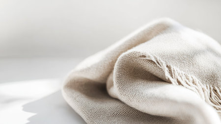 A soft textured fabric softly drapes in natural light, creating a serene and inviting atmosphere. Ideal for promoting comfort and elegance in design.の素材