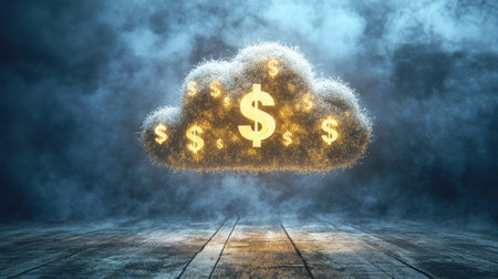 A creative representation of a cloud filled with dollar symbols, symbolizing financial growth and digital economy concepts. Perfect for discussions on modern finance.の素材