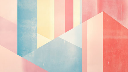 This abstract geometric composition showcases soft pastel colors and textured background elements, perfect for artistic projects, modern designs, or digital illustrations.の素材