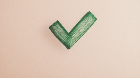 Artistic drawing of a green check mark on a light background, conveying themes of approval and success, ideal for creative projects and business presentations.の素材