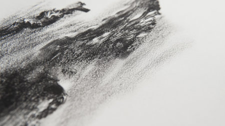 Close-up view of an abstract black and white texture showcasing intricate shaded brush strokes. Ideal for artistic backgrounds or creative projects.の素材