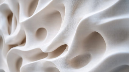 Capture the essence of elegance with this detailed close-up of soft, undulating white fabric. Ideal for design, decor, and artistic projects seeking a modern touch.の素材