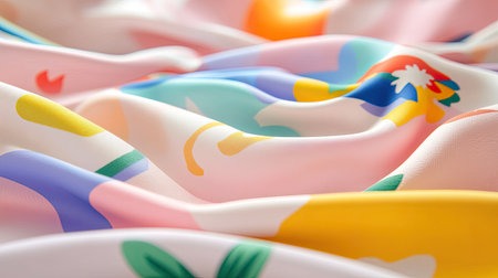 This image showcases a soft, colorful fabric with delicate floral patterns, perfect for textile design inspirations, fashion, or home decor.の素材