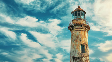 Beautiful close-up of the Galle Fort lighthouse in Sri Lanka, with room for copy.の素材